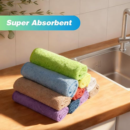 HOMEXCEL Microfiber Cleaning Cloth, 24 Pack Absorbent Cleaning Rags with 8 Color Assorted,Lint-Free Cleaning Towels for Car Kitchen House, 12"X11" (Multi-Color)