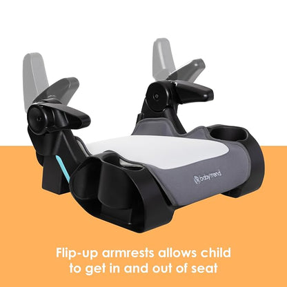 Baby Trend Protect Slim Backless Booster Seat, Madrid Grey – Slim Lightweight Design, Belt-Positioning Support, Dual Cup Holders, Comfortable Seating for Big Kids