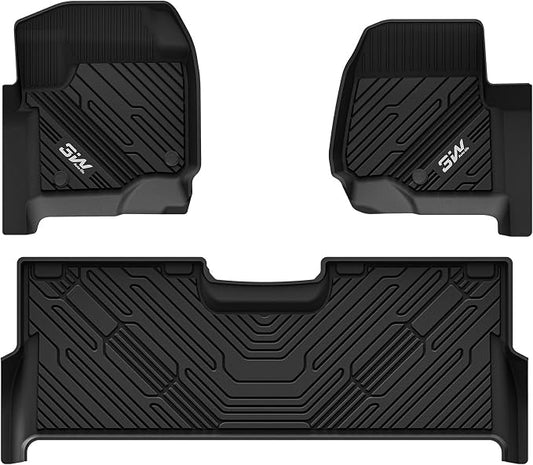 3W Floor Mats Fit for Ford F250 F350 F450 F550 2017-2025 2026 Super Duty Crew Cab Bucket Seat with Under Seat Storage, All Weather TPE Custom Fit F 250 Floor Liner(Not for Vinyl Floor), Upgraded
