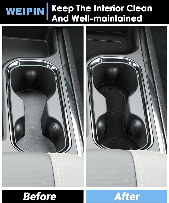 for 6PCS Refreshed Models 2022-2026 Silverado/Sierra 1500 & 2024-2026 Sierra 2500 3500 Console Liners-[3D High-Edge Liquid Silicone] Cup Holder Mats,Full Console w/Bucket Seats ONLY - Black