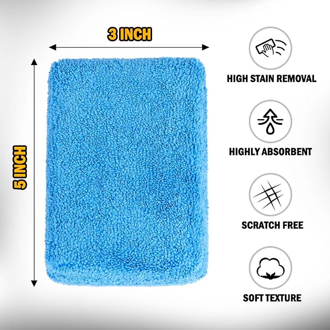 HOMEXCEL Microfiber Applicator Pads, Scratch-Free Car Wash Sponge for Cleaning, Premium Wax Foam Applicator Pads for Car Detailing, 5”x3”, 8Pack
