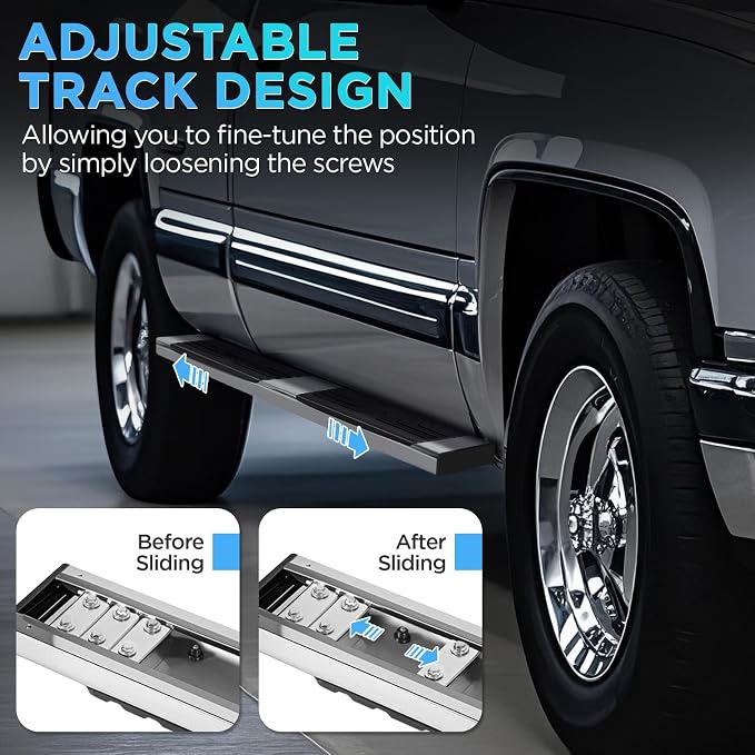 PZ 6.5" Running Boards Anti-Slip Side Steps Stainless Steel Compatible with 2015-2024 Ford F-150,2017-2024 F-250 F-350 F-450 F-550 Super Cab,500LBS No Drill Truck Running Boards Direct Fit Nerf Bar