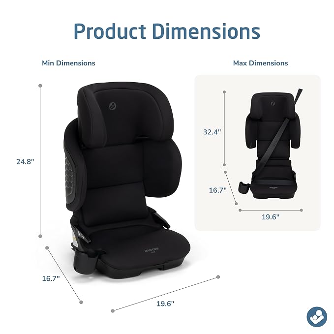 Maxi-Cosi Tanza Belt-Positioning Booster Car Seat with Back, Foldable Car Seat, Sea Shadow