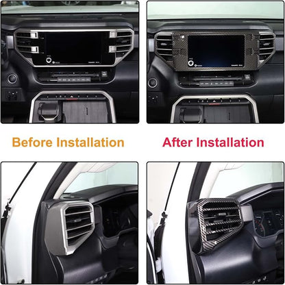 Car Center Console Air Conditioning Outlet Trim Cover Kit Compatible with Toyota Tundra/Sequoia 2022-2026, Dashboard Side A/C Vent Panel Decorative Frame Protection ABS Accessories, For 8-inch Screen