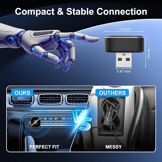 Wireless CarPlay & Android Auto Adapter: 2026 Upgraded Mini Plug & Play CarPlay Dongle - Convert Wired to Wireless - Fast Stable Connection, No Delay for for iOS 10+ & Android 11+, 2017+ Cars