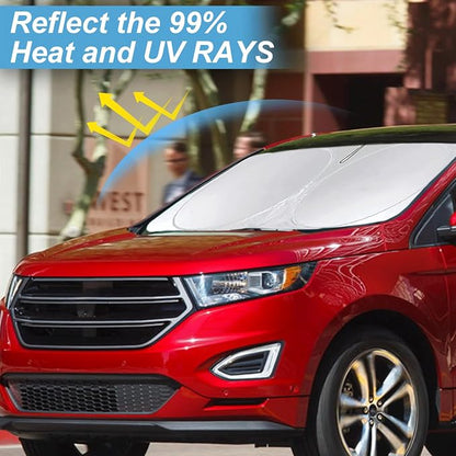 Sunshade for Edge Windshield Sun Shade for 2014 2013-2007 Ford Edge SUV Accessories Foldable Custom-fit Front Window Shield Windshield Cover Sun Visor Protector Block UV Rays Heat Reflector