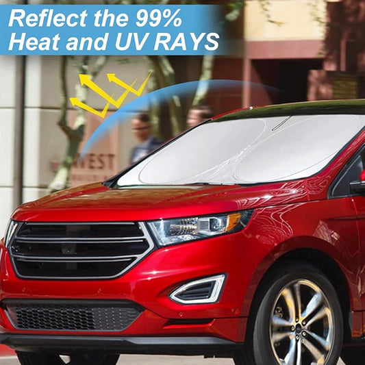 Sunshade for Edge Windshield Sun Shade for 2014 2013-2007 Ford Edge SUV Accessories Foldable Custom-fit Front Window Shield Windshield Cover Sun Visor Protector Block UV Rays Heat Reflector
