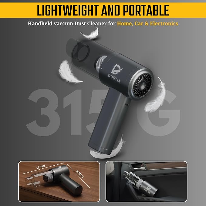 Car Vacuum Portable Cordless 12000Pa Powerful Suction Handheld Mini Rechargable Small Hoover Cleaner Brushless Motor 4000mAh Rechargeable Type C Blower Inflator Deflator Car Cleaning Kit