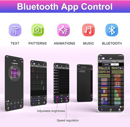 GOTUS LED Light Signs for Car,Programmable Flexible LED Sign,Bluetooth APP Control,Custom Text, Patterns, Animations