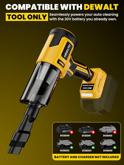 Cordless Car Vacuum Cleaner Compatible with Dewalt 20V MAX Batteries, Portable Handheld Vacuum for Pet Hair & Sand, Capable of Quick Vehicle Interior & Garage Cleanup, (Battery Not Included)