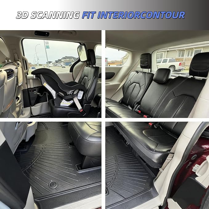 Floor Mats for 2017-2025 2026 Chrysler Pacifica(Hybrid Models), Fit 7 and 8 Passenger Model with Cargo Liners,TPE All Weather Protection Car Full Set Mats,for Pacifica 2017-2026 car Accessories