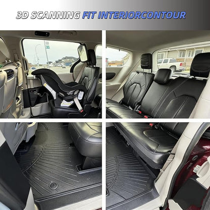 Floor Mats for 2017-2025 2026 Chrysler Pacifica(Hybrid Models), Fit 7 and 8 Passenger Model with Cargo Liners,TPE All Weather Protection Car Full Set Mats,for Pacifica 2017-2026 car Accessories