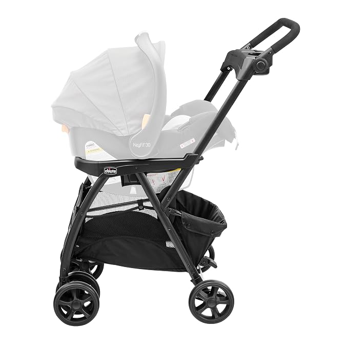 Chicco KeyFit Caddy Frame Stroller, Accepts All Chicco Infant Car Seats, Adjustable Handle, Parent Tray, Black/Black