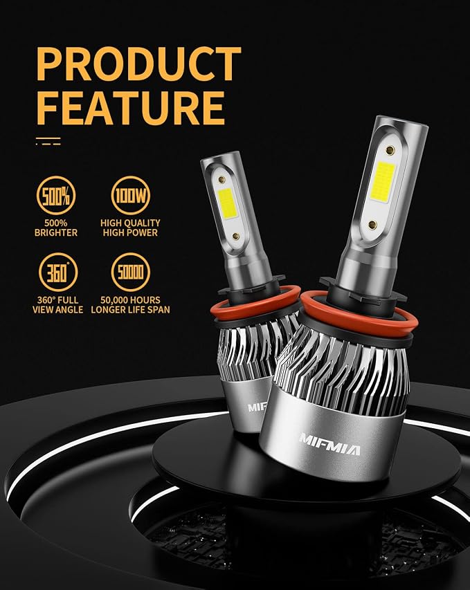 𝖧𝟪/𝖧𝟫/𝖧𝟣𝟣 Bulbs 6500K Cool White 36000LM 900% Brighter, Plug and Play with Cooling Fan, IP68 Waterproof Off Road Lights, Pack of 2