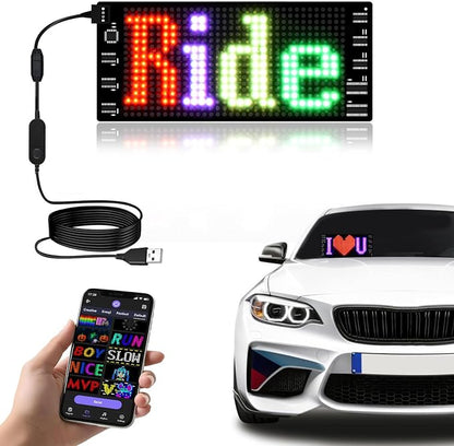 Light Signs for Car | Programmable LED Car Sign | Flexible LED Advertising Sign | Bluetooth APP | Custom Editor Animations/Text/Graffiti