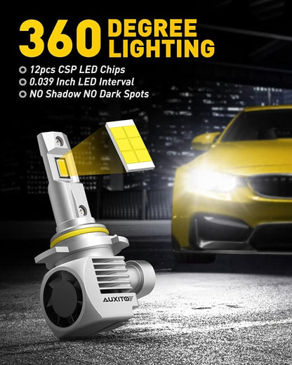 AUXITO 9012/HIR2 LED Bulbs, 60000LM 900% Ultra Bright, CANBus Ready Plug & Play, 60000+ Hours Life Service, Pack of 2