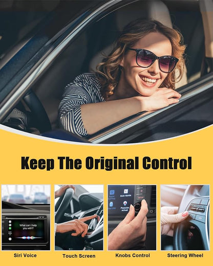 KAMING Wireless CarPlay Adapter, Build in YouTube Tiktok and More, Wireless Android Auto Adapter Plug and Plug, Magic Box 2025 Upgrade for OEM Wired CarPlay Cars