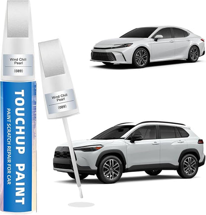 Wind Chill Pearl Tricoat(089) Touch Up Paint for Toyota 2-in-1 Car Scratch Repair Pen for Rock Chips, Door Scratches & Paint Nicks Exact Color Match Quick Dry DIY Fix for RAV4 Camry Corolla