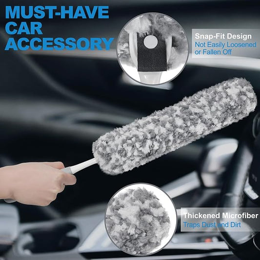 12" Microfiber Car Duster – Soft Interior Detail Brush for Dash, Seats, Vents & Console – Scratch‑Free, Washable Dust Remover for Car Interior Detailing