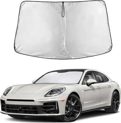 EcoNour Windshield Sunshade Compatible for Porsche Panamera 2017-2022 2023 2024, Sun Visor for Front Windshield & Window Sun Shade Cover, UV Heat Blocker & Protector, Car Accessories