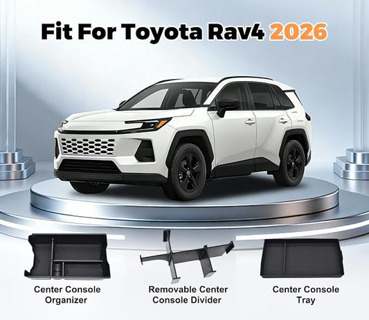 GZSH 3PCS Center Console Organizer for Toyota RAV4 2026+ Accessories (LE/SE/XLE/Woodland/XSE) Center Console Organizer Center Console Pad and Removable Center Console Divider for Toyota RAV4 2026+