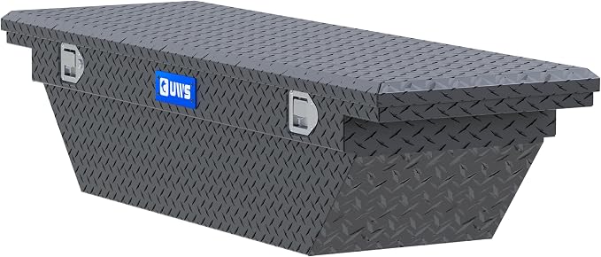 UWS EC10313 63-Inch Matte Black Heavy-Wall Aluminum Angled Truck Tool Box with Low Profile, RigidCore Lid