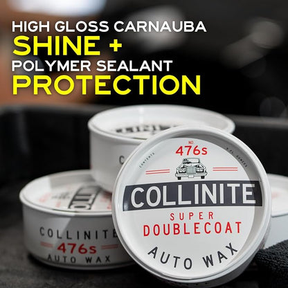 Collinite 476 Super Doublecoat Paste Wax - High Gloss Shine + Ultra Durable Hydrophobic Beading & Long-Lasting Paint Protection for Cars, Trucks, and Motorcycles (9 fl oz) 3 Pack