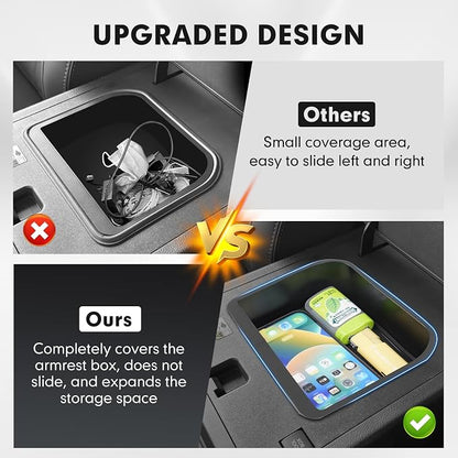 Autorder 2PCS Center Console Organizer for 2024-2026 Toyota Land Cruiser Prado 250 LC250 Accessories Armrest Storage Box Silicone Dash Organizer Center Console Insert Tray with Anti-Slip Mat