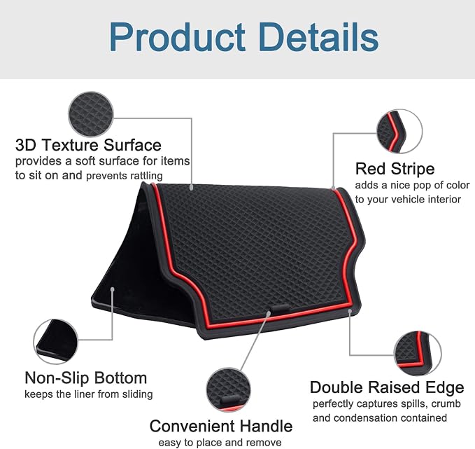 JDMCAR Compatible with Chevy Colorado/GMC Canyon Accessories 2015-2022 Premium Cup Holder, Console, and Door Pocket Inserts Kit (Crew Cab, Red Trim)-26PC Set