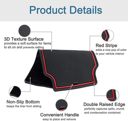 JDMCAR Compatible with Chevy Colorado/GMC Canyon Accessories 2015-2022 Premium Cup Holder, Console, and Door Pocket Inserts Kit (Crew Cab, Red Trim)-26PC Set