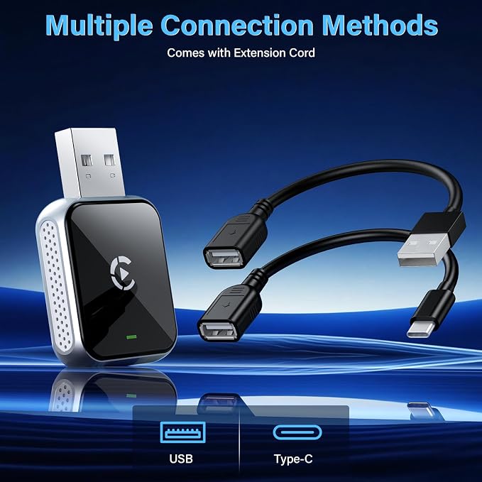 Mini Wireless CarPlay Adapter, 2026 Upgraded iPhone Connect, Black Mirror Wireless and Bluetooth Adaptor, Plug&Play, No Delay & Stable Connection, for iPhone