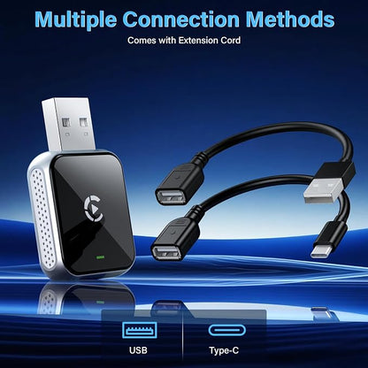 Mini Wireless CarPlay Adapter, 2026 Upgraded iPhone Connect, Black Mirror Wireless and Bluetooth Adaptor, Plug&Play, No Delay & Stable Connection, for iPhone