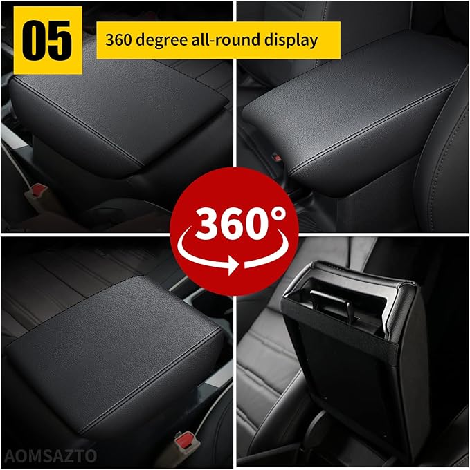 AOMSAZTO Automotive Center Console Cover for CRV Faux Leather Car Armrest Cover Seat Box Protector Custom Fit Compatible for 2017-2022 CRV Black