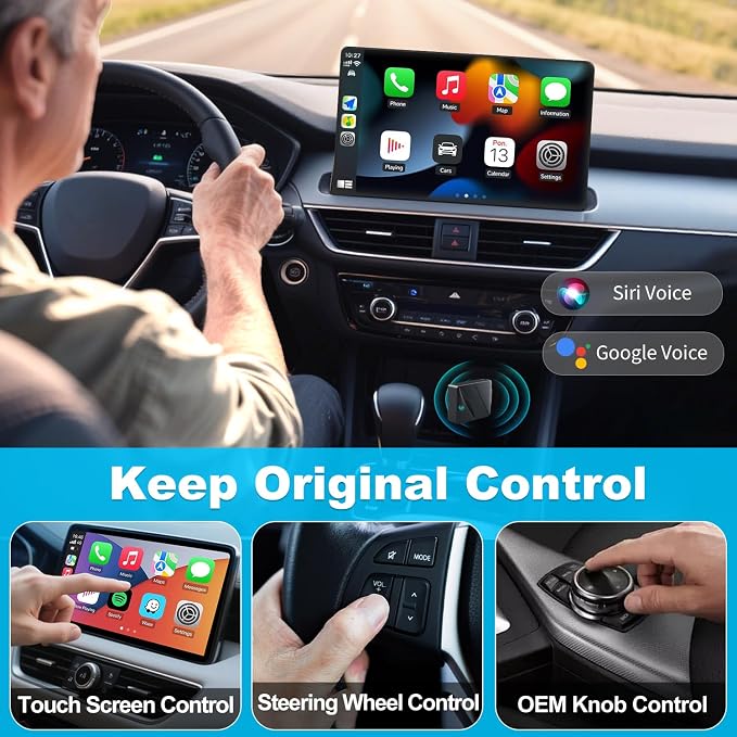 Wireless CarPlay Adapter,Convert Wired to Wireless CarPlay Adapter,Plug&Play 2-in-1 CarPlay & Android Auto Adapter,Fast&Stable Mini USB&USB-C/Type-C Car Adapter,Suitable for iOS10+/Android11+（Black）