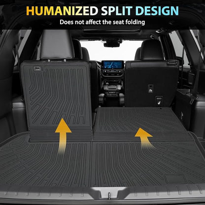 Floor Mats for Toyota Highlander 2014-2019, Custom Fit All Weather TPE Rubber Floor Liners for Highlander, Heavy Duty Car Full Mats Accessories 3 Rows and Cargo Liner with Backrest Set