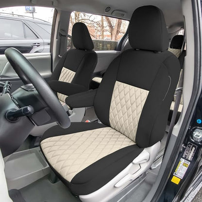 FH Group Custom Fit Car Seat Covers Specifically Made for 2011-2020 Toyota Sienna 7-8 Seater with Ultraflex Neoprene Water Resistant Automotive Seat Covers - Front Set Beige