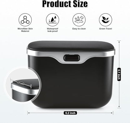 UYYE Car Trash Can, Car Garbage Bin with Lid & Handle - Leak-Proof Mini Trash Can for Car, Truck, SUV - Essential Car Accessories for Organization (Black)