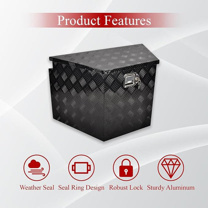 29''Inch Aluminum Trailer Tongue Tool Box Truck Bed Toolbox Truck Trailer Chest Box Underbody Storage Organizer Waterproof Square Storage Organizer w/Lock & Keys Black(‎29" Lx16.5 Wx18 H)