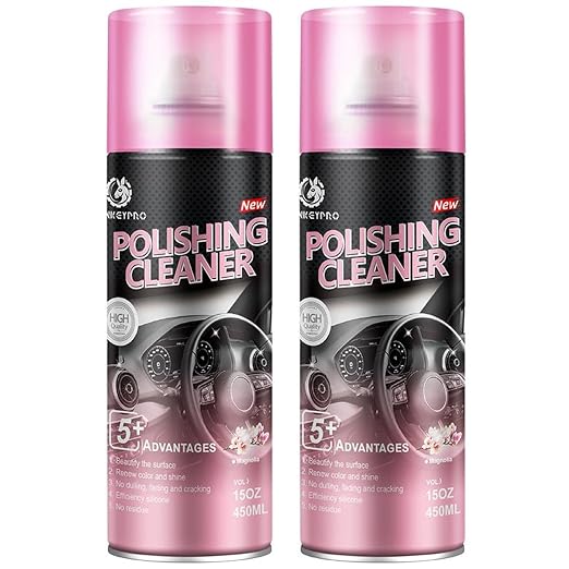 DONKEYPRO Polishing Cleaner, Car Interior Cleaner - Repels Dust & Staining, Restores & Protects Plastic, Vinyl, Leather Seats - UV Guard, Anti-Aging, Interior Detailer Spray with Iron Can(2 x 15oz)
