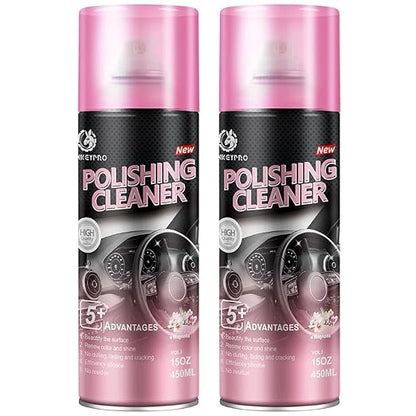 DONKEYPRO Polishing Cleaner, Car Interior Cleaner - Repels Dust & Staining, Restores & Protects Plastic, Vinyl, Leather Seats - UV Guard, Anti-Aging, Interior Detailer Spray with Iron Can(2 x 15oz)