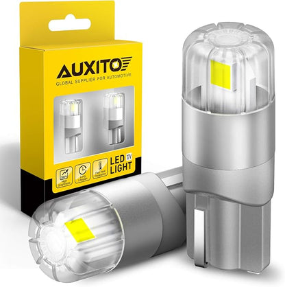 AUXITO 194 LED Bulbs White, Super Bright 1:1 Size, License Plate Light 168 2825 W5W T10 Error Free Car Bulbs for Dome Map Door Courtesy Side Marker Cornering Trunk Light (Pack of 2)