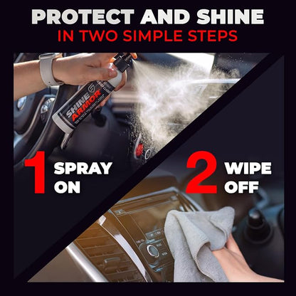 SHINE ARMOR Car Interior Cleaner & Protectant - Interior Detailer Spray with UV Defense, Streak-Free Car Cleaning Spray for Dashboard, Leather, Vinyl, Plastic & Rubber - Trucks, SUVs & RVs - 16 fl oz