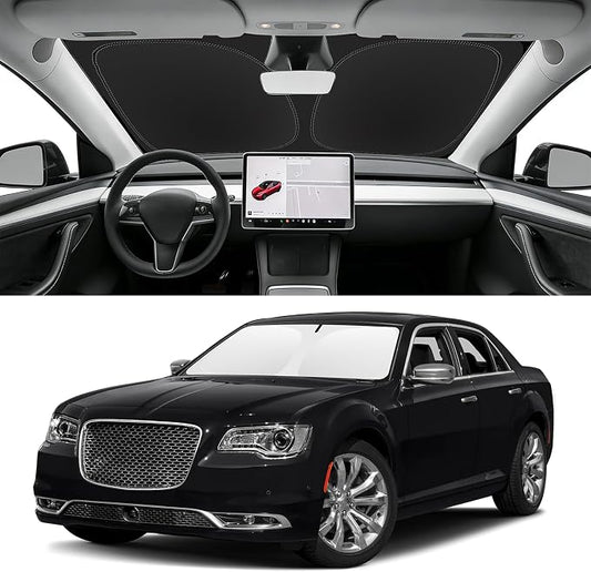 Custom Fit Windshield Sun Shade for Chrysler 300/300C 2011-2025, Blocks UV & Heat, Front Window Sunshade Accessories, Easy Fold & Store Keep Your Car Cooler