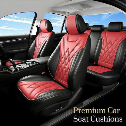 Car Seat Covers Compatible with Hyundai Kona 2018-2025 2026 Waterproof & Breathable Luxury Leather All-Weather Seat Cushions Protectors, Airbag Compatible, Only 2 Front seat Covers (Red)