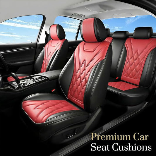 Car Seat Covers Compatible with Hyundai Venue 2020-2026 - Waterproof & Breathable Luxury Leather All-Weather Seat Cushions Protectors, Airbag Compatible, Only 2 Front seat Covers (Red)