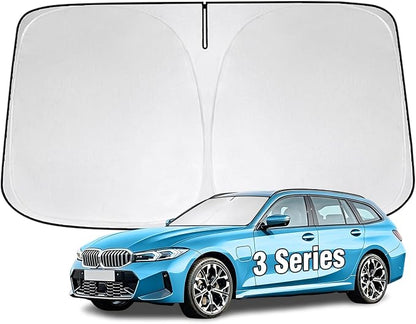 Windshield Sun Shade for BMW 3 Series 2019-2026 Sunshade 300T Windshield Cover Shield Protector Blocks UV Rays Custom Fit 3 Series Front Window Shade Windshield Accessories Keep Cool Foldable