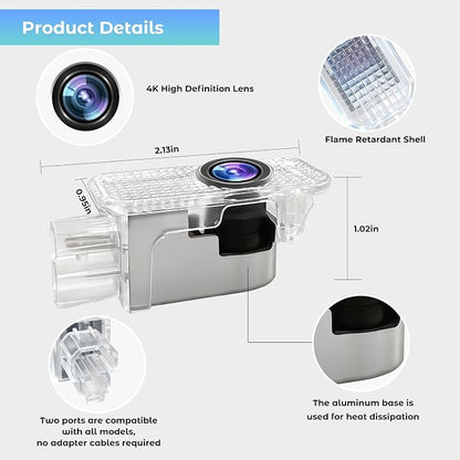 Car Door Light Logo Projector, Upgraded 4K HD LED Lights Compatible with A1/A3/A4/A5/A6/A7/A8/Q3/Q5/Q7/Q8/R8/TT Series Car Accessories (AU-DII-2PC)