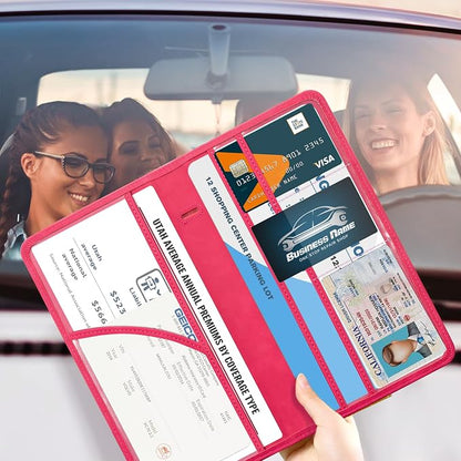 CoBak Car Registration and Insurance Holder - Vehicle Glove Box Car Organizer,Auto Truck Comparment Accessories Case with Magnetic Closure for Driver License,Cards