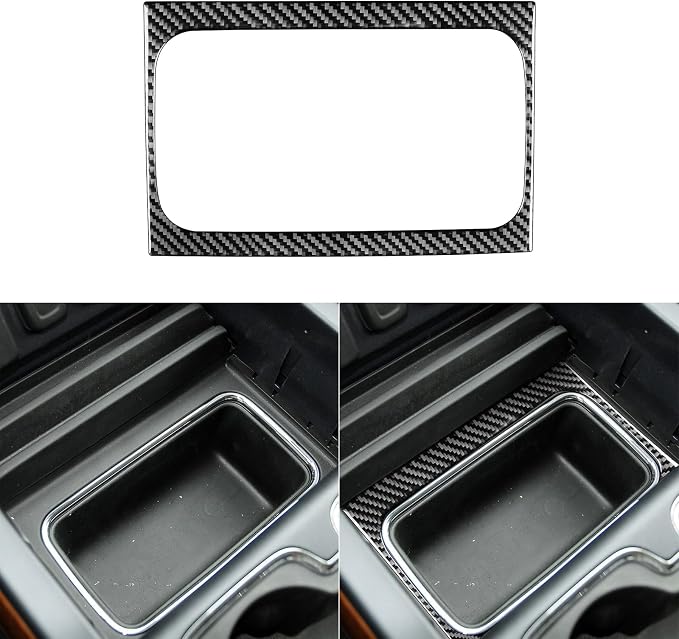Real Premium Carbon Fiber Fit for Chevy Silverado/GMC Sierra 1500 2014-2018 for 2500/3500HD 2015-2019 Car Center Console Storage Box Frame Trim Decals Sticker Auto Interior Accessories Cover Black