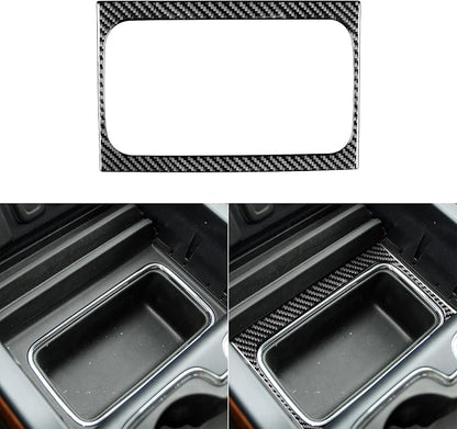 Real Premium Carbon Fiber Fit for Chevy Silverado/GMC Sierra 1500 2014-2018 for 2500/3500HD 2015-2019 Car Center Console Storage Box Frame Trim Decals Sticker Auto Interior Accessories Cover Black